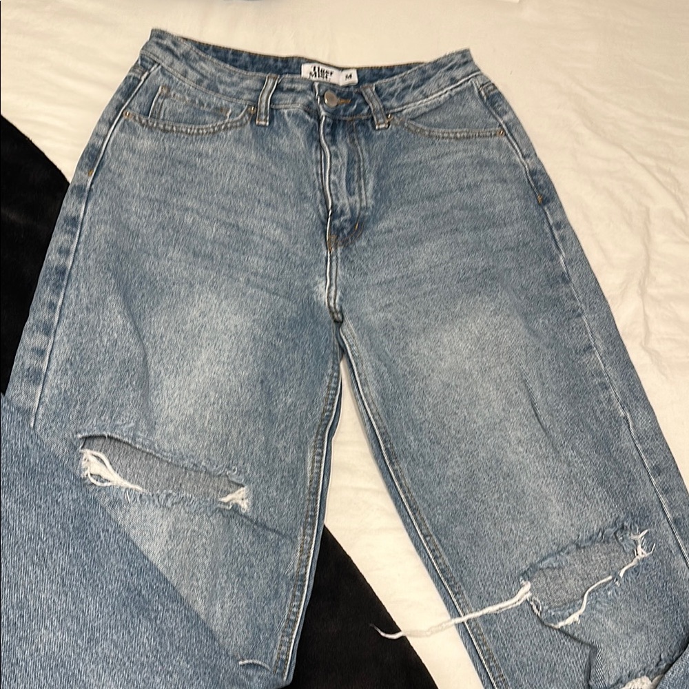 Stylish Light Blue Distressed Jeans